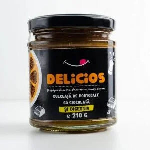 Dulceață de Portocale cu Ciocolată și Digestiv, Delicatesă Premium cu Aromă de Portocale și Ciocolată Fină 210g